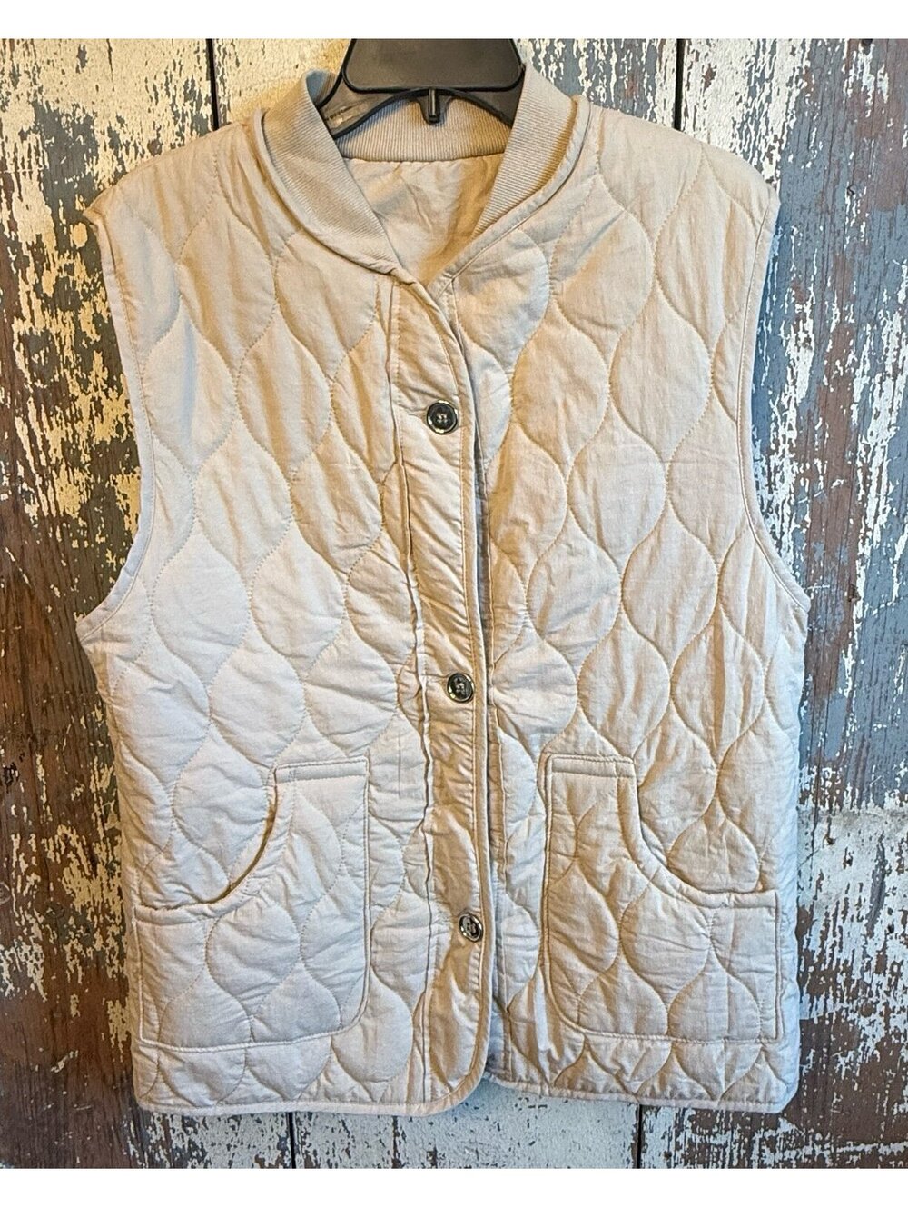 Quilted Front Vest beige Khaki size medium
